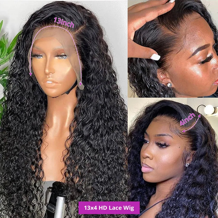 Human Hair Wigs For Women, Water Wave Lace Front Wig 4x4 5x5, Lace Closure Wig 13x4 13x6 Hd Lace Frontal 360 Curly Human Hair