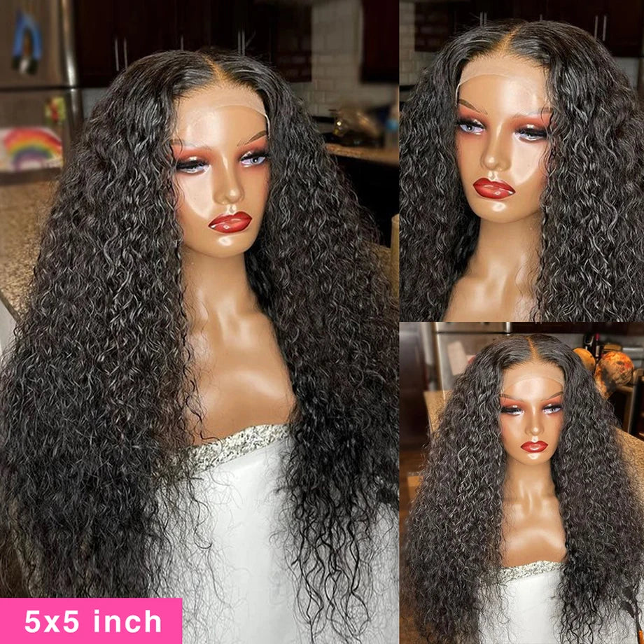 Human Hair Wigs For Women, Water Wave Lace Front Wig 4x4 5x5, Lace Closure Wig 13x4 13x6 Hd Lace Frontal 360 Curly Human Hair